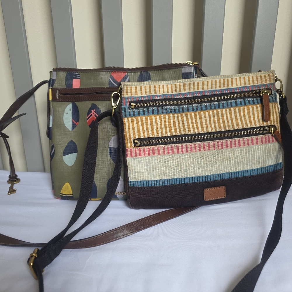 Fossil Rehab Bundle - Striped Bag And Feather Bag
